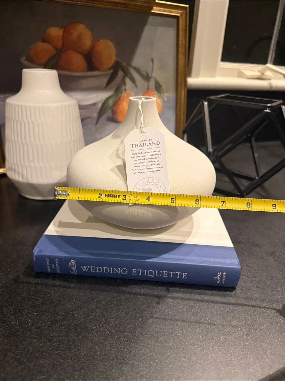Handcrafted Thailand White Ceramic Decorative Vase